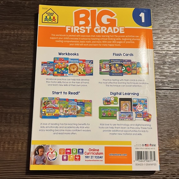 School Zone Big First Grade Workbook Ages 6-7 320 Pages NWT Softcover Book - Picture 2 of 5
